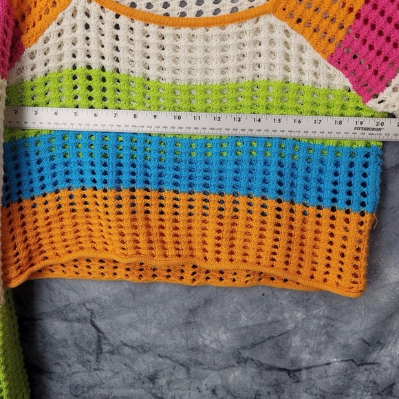 🌈 Y2K Colorblock Crochet Sweater Wild Fable M | Festival Knit Top - Picture 10 of 12